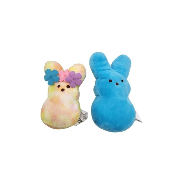 Peeps Plush Bunny Set Of 2 Tie-Dye & Blue 5" Stuffed Animals 2023 Just Born East - Picture 1 of 3